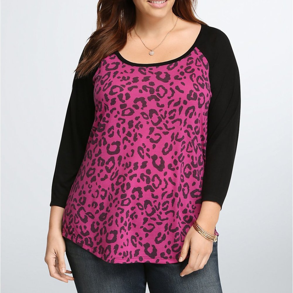 Pink Leopard Raglan Tee